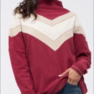 Blu Pepper Burgundy Color Block V Stripe Retro Sm